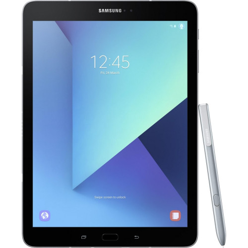 Планшет Samsung Galaxy Tab S3 (SM-T820) 9.7" Super AMOLED (2048x1536) емкостный Multi-Touch, Qualcomm Snapdragon 820 (2.15 ГГц + 1.6 ГГц), RAM 4 ГБ, 32 ГБ встроенной памяти + поддержка карт памяти microSD, Bluetooth 4.2, Wi-Fi 802.11 a,b,g,n,ac, 3G, 