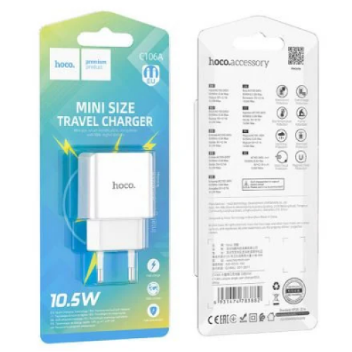 Зарядний пристрій Hoco C106A 10,5W, USB, White
