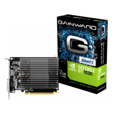 Відеоадаптер GT1030 2048Mb GDDR5 64bit Gainward (GT1030-2GB-SILENTFX-GDDR5) (1227/6008) (DVI, HDMI)