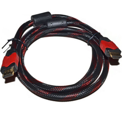 Кабель для монітора HDMI - HDMI, 10 м, Merlion v1.4, OD-7.4mm, 2 фільтра (YT-HDMI(M)/(M)NY/RD-10m) Black/RED