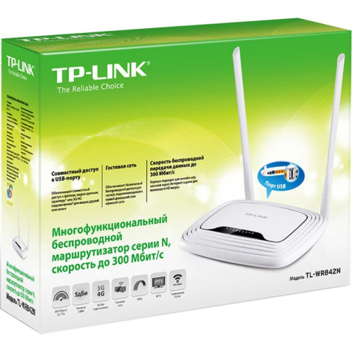 Маршрутизатор TP-Link TL-WR842N (300M Wi-Fi Router, 2.4GHz, 802.11n/g/b, 4-port Switch, USB 3G, USB 4G)