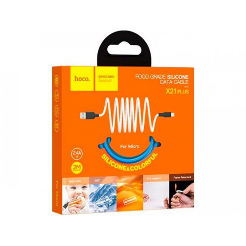 Кабель USB 2 Micro 5PM 2 m Hoco X21 Plus Silicone