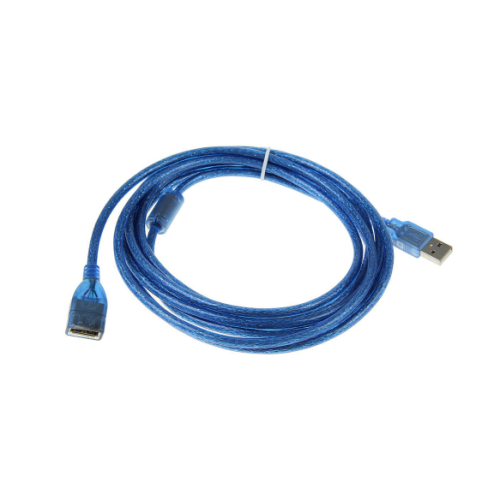 Подовжувач USB 2.0 AM/AF 5 m, 1 ферит, прозорий синій (YT-AM/AF-5.0TBL)