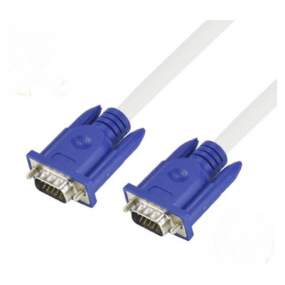 Кабель для монітора VGA - VGA 1.5m, (тато-тато), Merlion, біло-синій, 1 ферит, Пакет (YT-VGA(M)/(M)3+4WH-1.5)