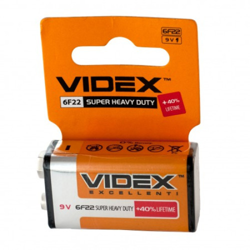 Батарейка Крона Videx 6F22/Shrink (Super Heavy Duty) (1шт.)