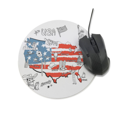 Килимок для мишки Тканинний, MaiYaCa 200*200 мм (круглий) "USA", товщина 2 мм
