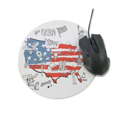 Килимок для мишки Тканинний, MaiYaCa 200*200 мм (круглий) "USA", товщина 2 мм