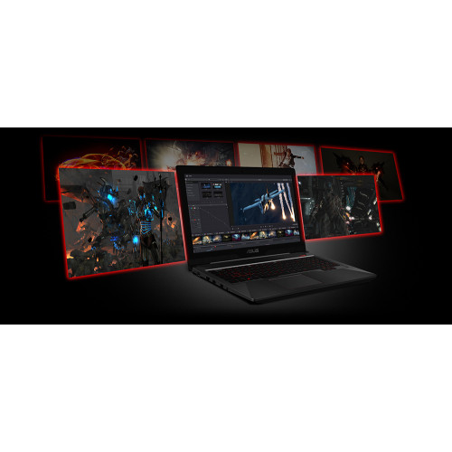 Ноутбук Asus FX503V (FX503VD-E4082), 15.6" (1920x1080) Full HD LED, глянцевый, Intel Core i5-7300HQ (2.5 - 3.5 ГГц), RAM 8ГБ DDR4, HDD 1ТБ + 8 GB SSD, NVIDIA GeForce GTX 1050 4ГБ, DVD Super Multi, Gigabit LAN, Bluetooth, Wi-Fi, веб-камера, Free Dos, 