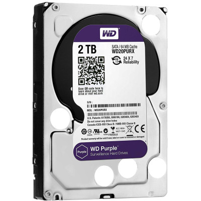 Жорсткий диск HDD 2TB 5400 WD SATA3 64 Mb, Purple (WD20PURZ) 