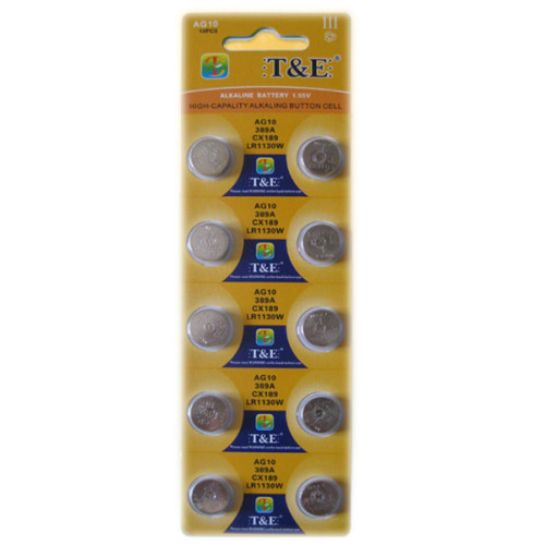 Батарейка AG10 T&E (LR1130W) (1шт.)
