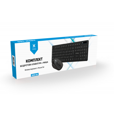 Клавіатура VINGA KBSW-100, USB, Wireless Keyboard + Mouse, Black