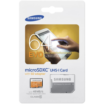Флеш память MicroSD 64GB Samsung Evo (Class 10) SD Adapte (MB-MP16DA/EU)