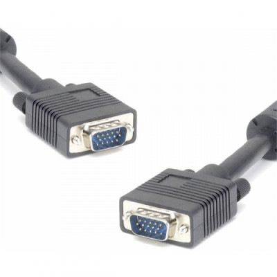 Кабель для монітора VGA - VGA 5m, (тато-тато) Merlion, 1 феррит, пакет (YT-VGA(M)/(M)3+4BL-5m)