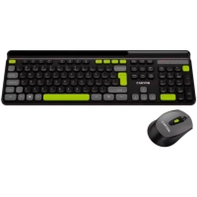 Клавіатура Canyon CNS-HSETW5BK, Wireless, USB, Black keyb + mouse 