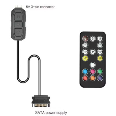 Контролер ARGB SATA Power to 3PIN Fan LED with Remote control