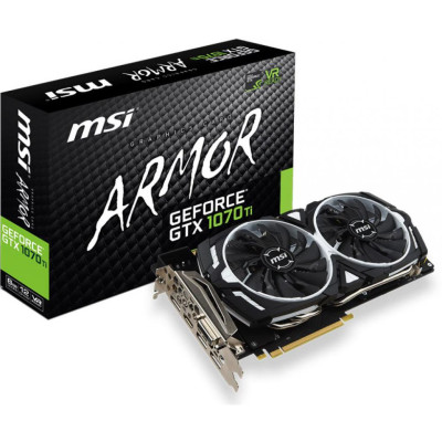 Відеоадаптер GTX1070 Ti 8196Mb GDDR5 256bit MSI Armor (GTX 1070 Ti Armor 8G) (1683/10108) (DVI, HDMI, 3 x DisplayPort)