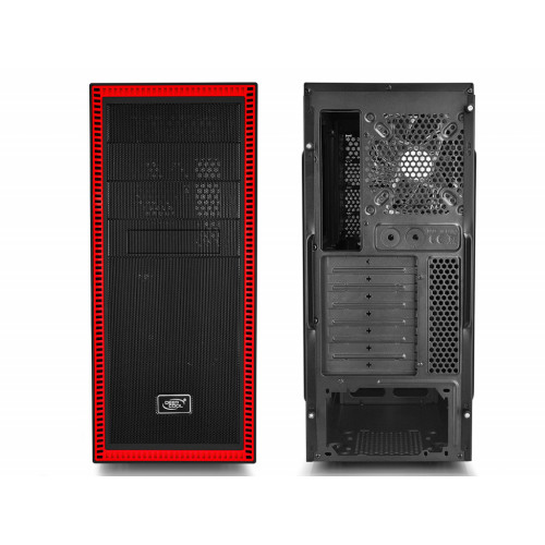Корпус Deepcool Tesseract SW RED Miditower ATX, Mini-ITX, m.ATX, без БЖ, 1xUSB 2.0, 1xUSB 3.0, Audio HD, чорний з червоною підсвіткою і вікном