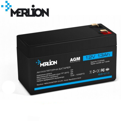 Акумулятор для ДБЖ MERLION MLB-12-1.3, 12V 1.3Ah
