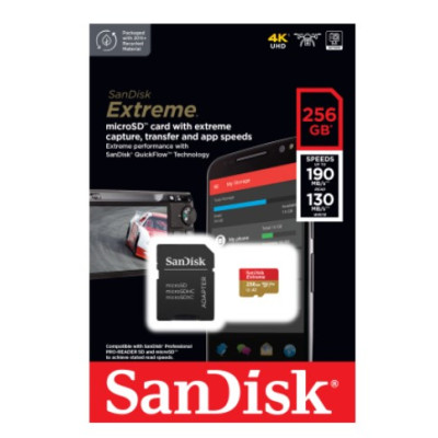 Флеш память microSDXC 256GB Sandisk Extreme A2 (Class U3) (SDSQXAV-256G-GN6MA)