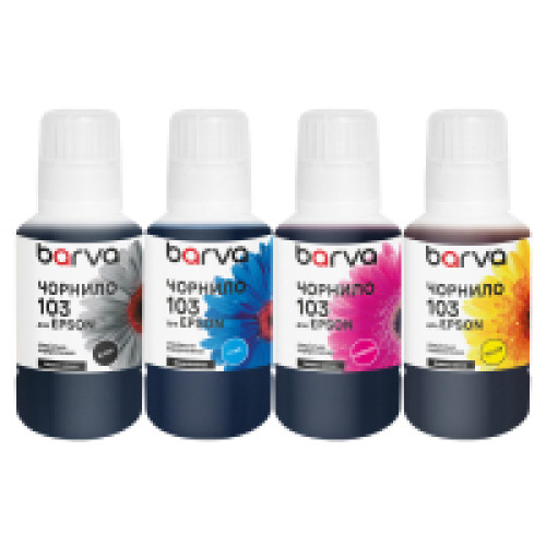 Чорнило Barva EPSON L1110/L3100 (103), pigment Black, Cyan, Magenta, Yellow, (E103-140-MP) OneKey, 140г