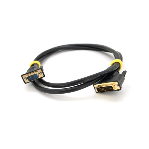 Кабель для монітора VGA - DVI I (24+5) 1.5м, круглий, чорний (NX-VGA-DVI1.5m/Bk)