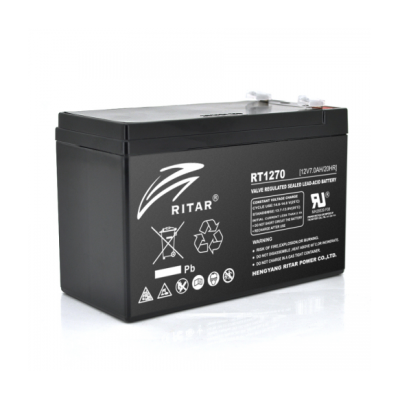 Акумулятор для ДБЖ RITAR RT1270B AGM 12-7,0 (12V/7,0A/h), (151х65х94мм), Black