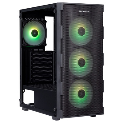 Корпус Prologix E115 Tempered Glass&Mesh Black без БЖ
