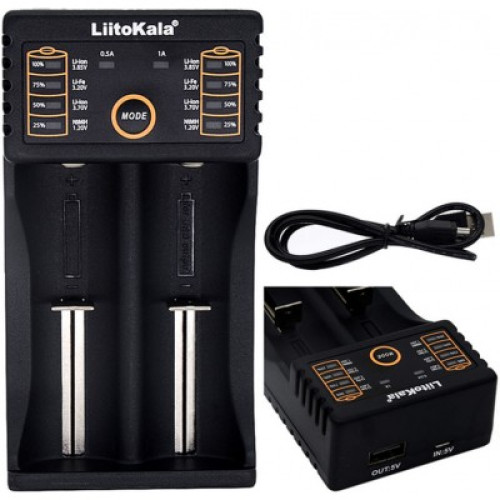 Зарядний пристрій LiitoKala Lii-202 All in One, 2A max, 2 channels (26650, 22650, 21700, 18650, 17670, 18490, 17500, 17355, 14500, 14650, 10440, AA, AAA)