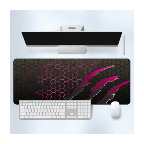 Килимок для мишки Honeycomb 300*800мм, товщина 2,0 мм, прошитий, Black/Pink (S2382)