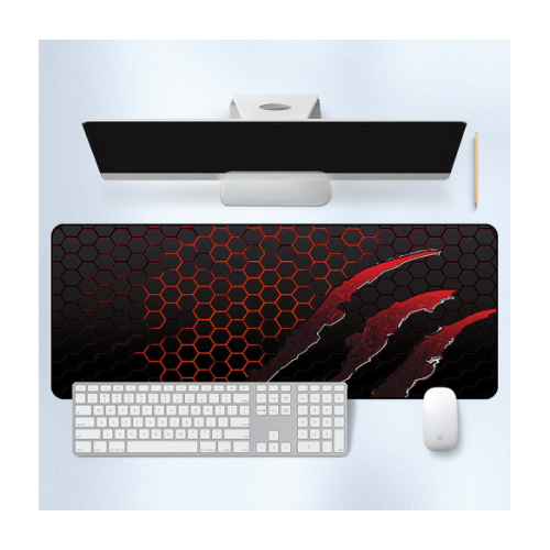 Килимок для мишки Honeycomb 300*800мм, товщина 2,0 мм, прошитий, Black/Red (S5382)