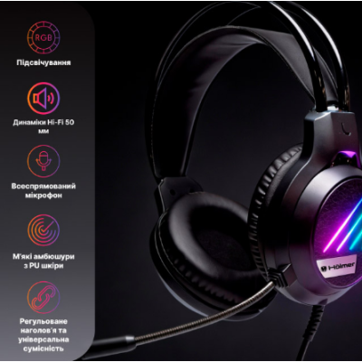 Навушники Holmer H-01GS з мікрофоном, Black