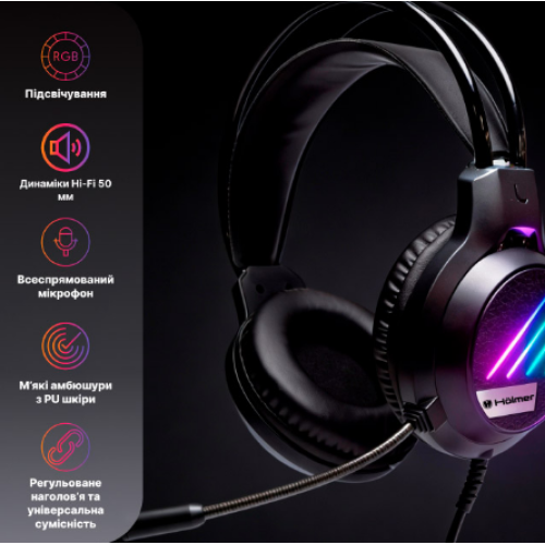 Навушники Holmer H-01GS з мікрофоном, Black