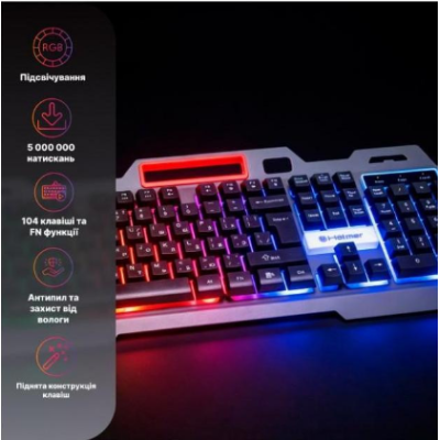 Клавіатура Holmer K-02GS RGB , USB, Black
