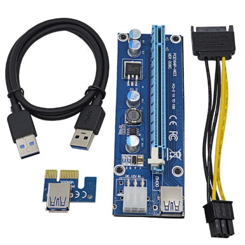 Перехідник PCI-E Express 1X To 16X USB, Riser Adapter Card 6-Pin Ver 6