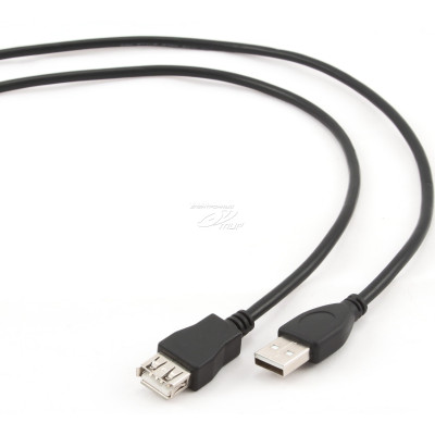 Подовжувач USB 2.0 AM/AF 0,8 m чорний, Пакет Q200 (10339)