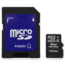 Флеш память MicroSD 8GB Toshiba +SD (Class 4) (THN-M102K0080M2)