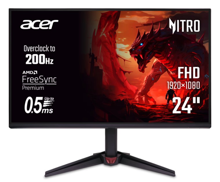 23.8" Монітор Acer Nitro VG240YX1bmiipx (FHD, IPS, 200Hz, HDMI, VGA)