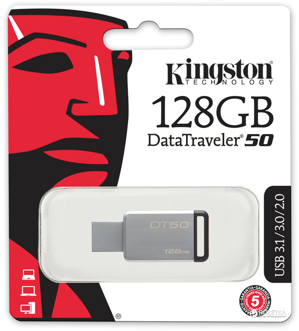 Флеш память USB 128GB Kingston DataTraver 50 USB 3,0 (DT50/128GB)