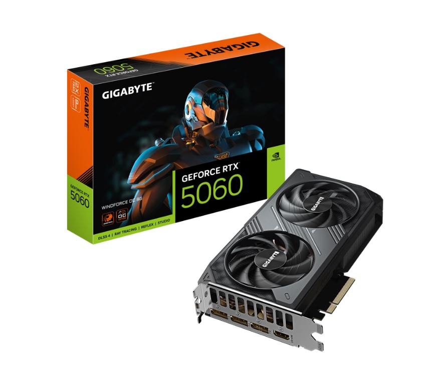 Відеоадаптер RTX5060 8GB GDDR7 128bit Gigabyte Windforce OC (GV-N5060WF2OC-8GD)