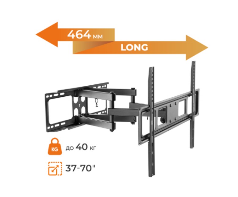 Настенное крепление ITech PTRB49 поворотно-похилий, 37" - 70", 300 x 300, 600 x 200, 600 x 300, 600 x 400, 2