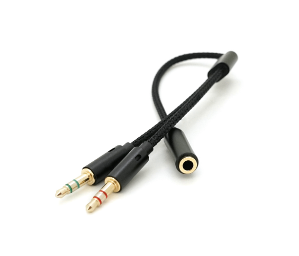 Перехідник 3,5 мм jack 4 пін (мама) - 2 х 3.5мм jack (тато) Voltronic (NX-R3.5F/23.5MB)