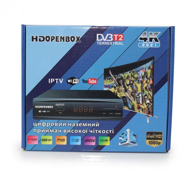 ТВ тюнер HDOPENBOX DVB-T2 (T2HD-2109) USB/Wi-FI/Youtube/IPTV и поддержка 4К