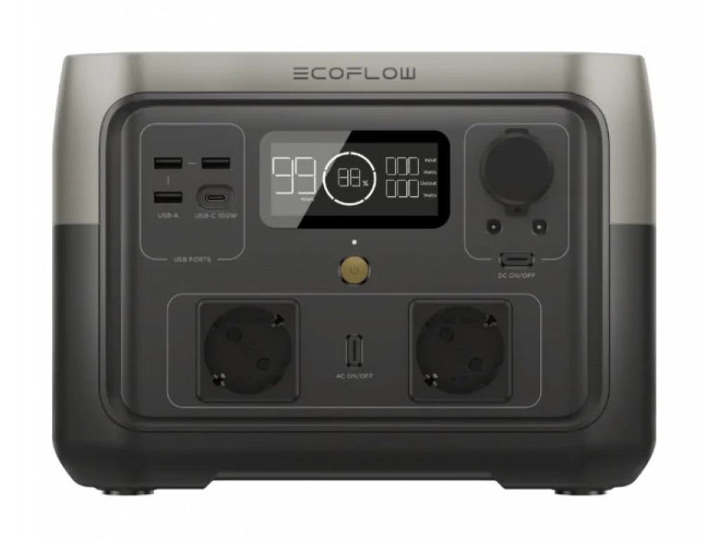 Зарядна станція EcoFlow RIVER 2 Max, 500W(X-Boost 1000W), 2x Розетка, 3x USB-A, USB-C, 2x DC5521, автобил.зар