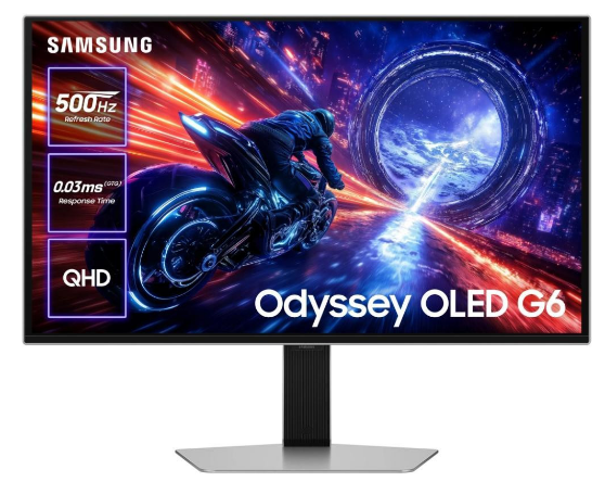 27" Монітор Samsung Odyssey G6 LS27FG602SIXUA (QHD , OLED, 500Hz, 2xHDMI, DP), Black