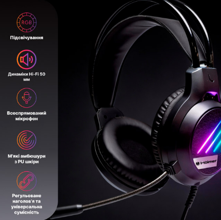 Навушники Holmer H-01GS з мікрофоном, Black