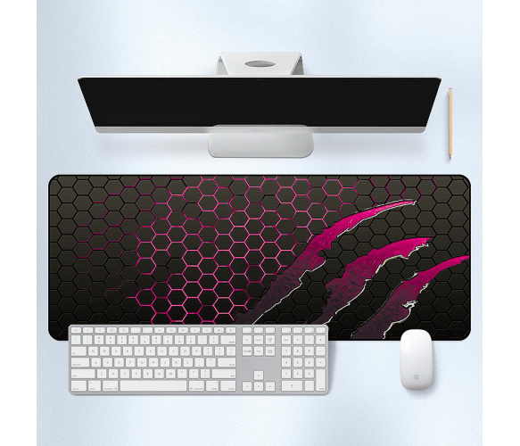 Килимок для мишки Honeycomb 300*800мм, товщина 2,0 мм, прошитий, Black/Pink (S2382)