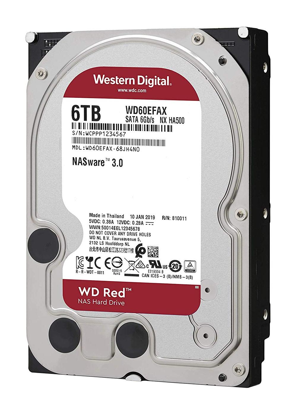 Жорсткий диск HDD 6TB 5400 WD SATA3 256Mb, Red (WD60EFAX)