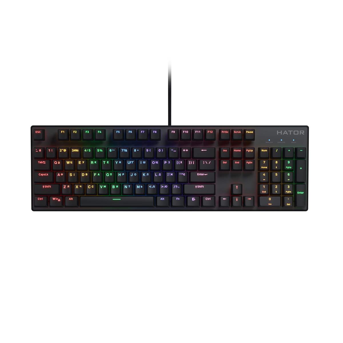 Клавіатура Hator Starfall Icefall Rainbow, механічна, Red swich, Black (HTK104UA)