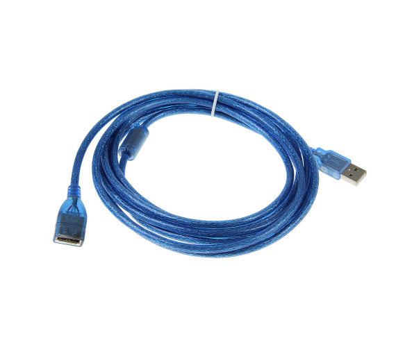 Подовжувач USB 2.0 AM/AF 5 m, 1 ферит, прозорий синій (YT-AM/AF-5.0TBL)