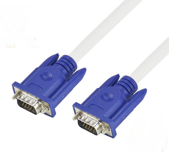 Кабель для монітора VGA - VGA 1.5m, (тато-тато), Merlion білий , Пакет 2 феррита